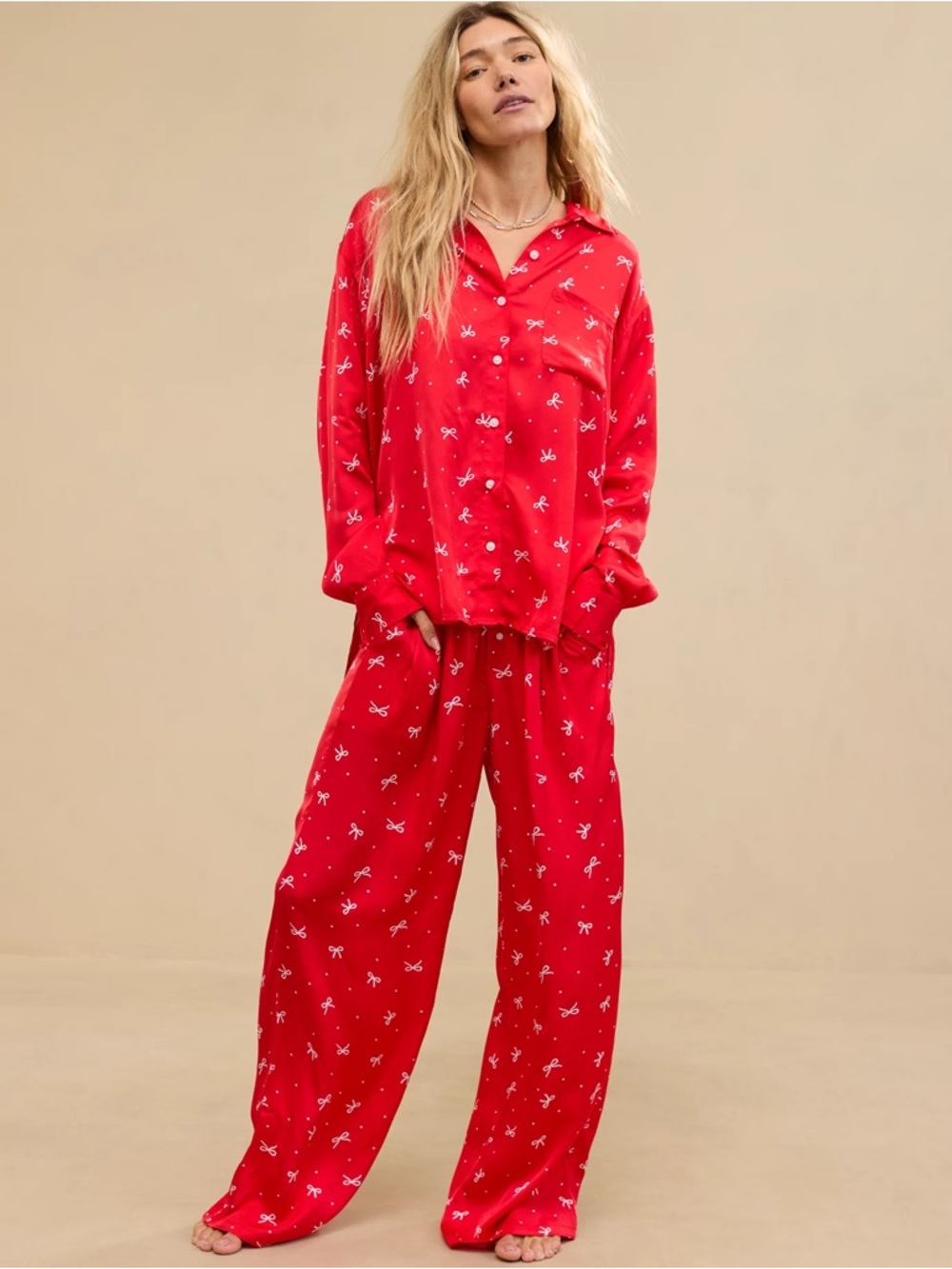 ✨Aerie Off-Duty Satin Shirt Sleepwear Size L